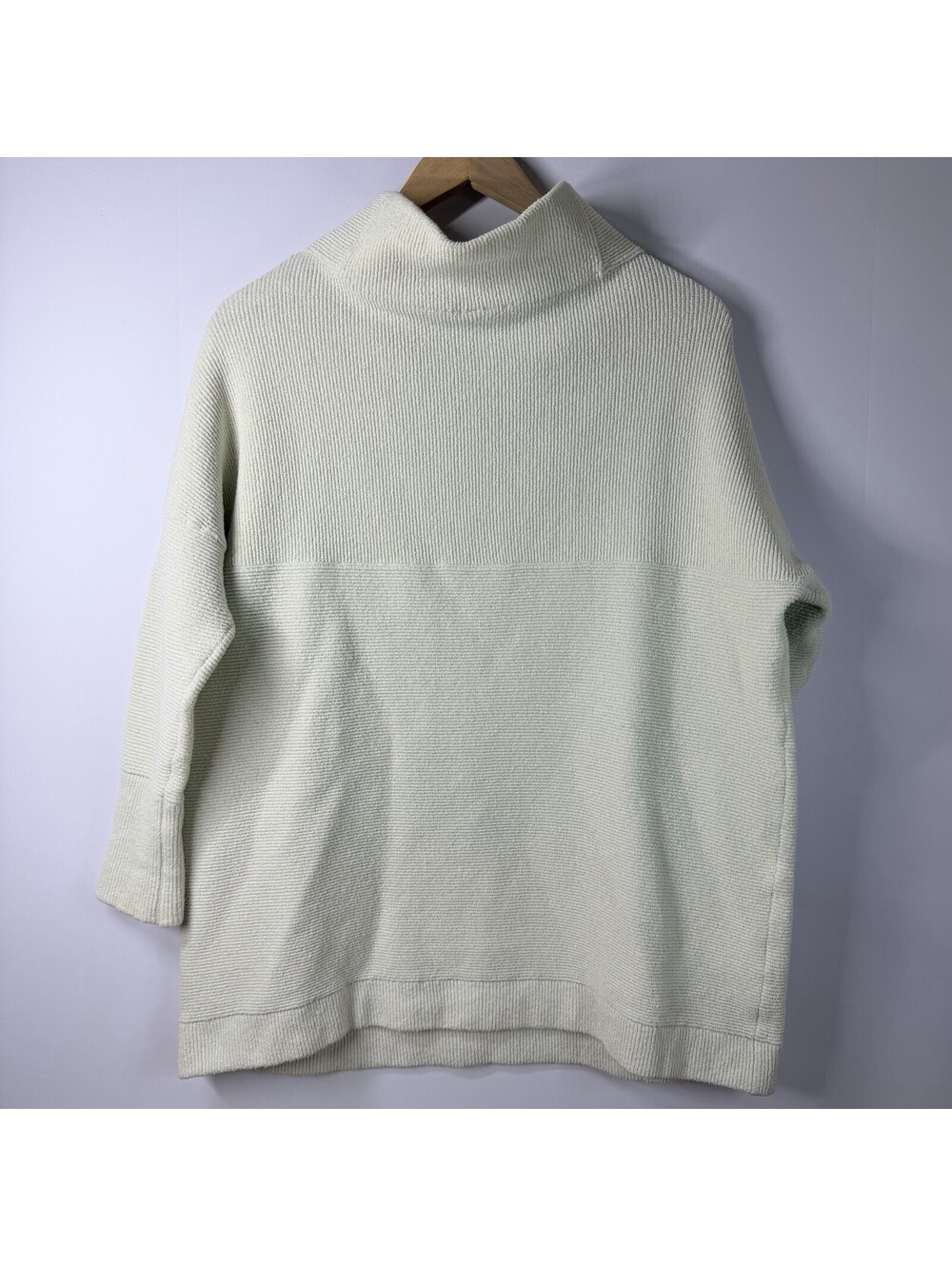 FREE PEOPLE Ottoman Slouchy Tunic Ribbed Knit Mock Neck Sweater Cream Sz M